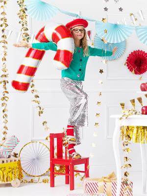RED & GOLD CANDY CANE FOIL BALLOON
