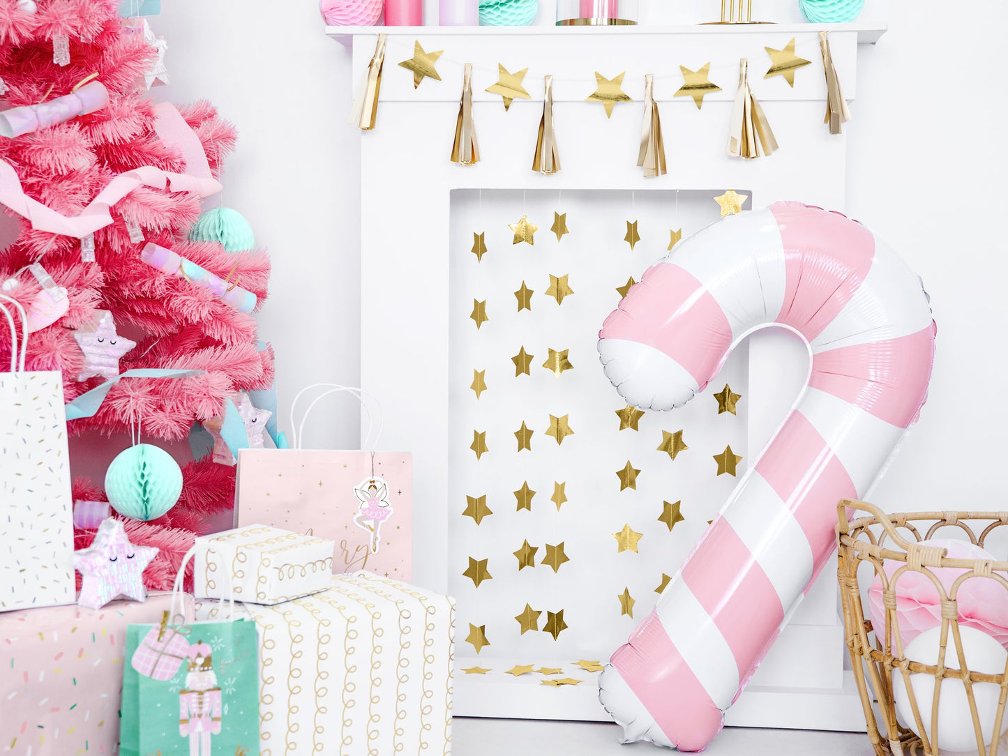 PINK CANDY CANE FOIL BALLOON 32"