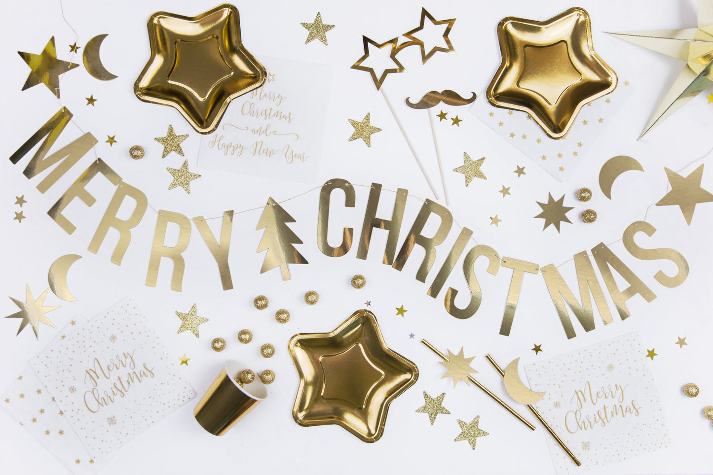 MERRY CHRISTMAS GOLD BANNER