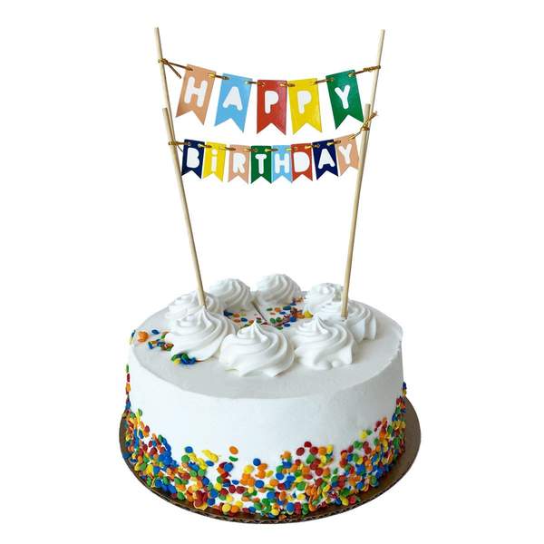 HAPPY BIRTHDAY CAKE  PENNANT TOPPER