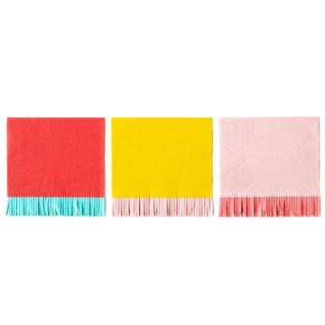 FRINGED BIRTHDAY  COCKTAIL NAPKINS