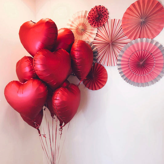 DOZEN RED HEARTS HELIUM BALLOONS