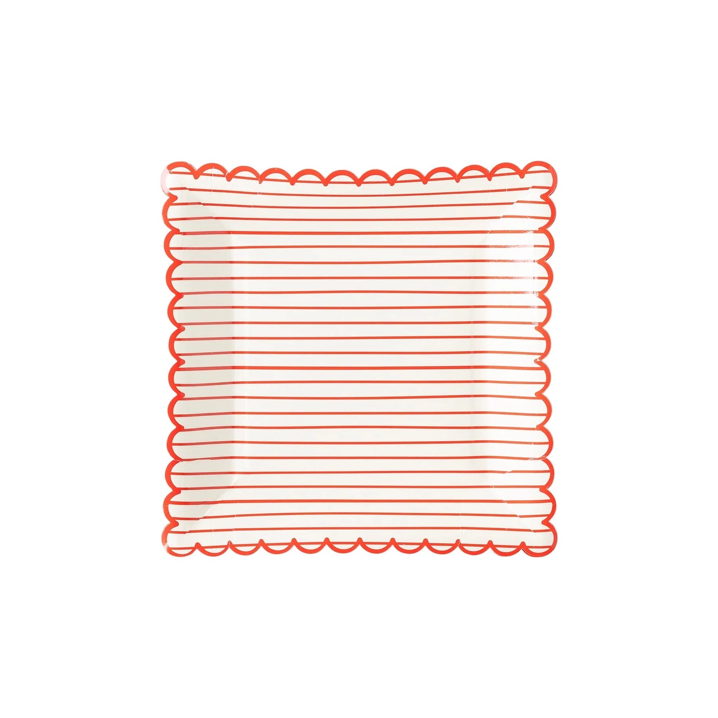 VALENTINE RED STRIPED SCALLOPED DINNER PLATES