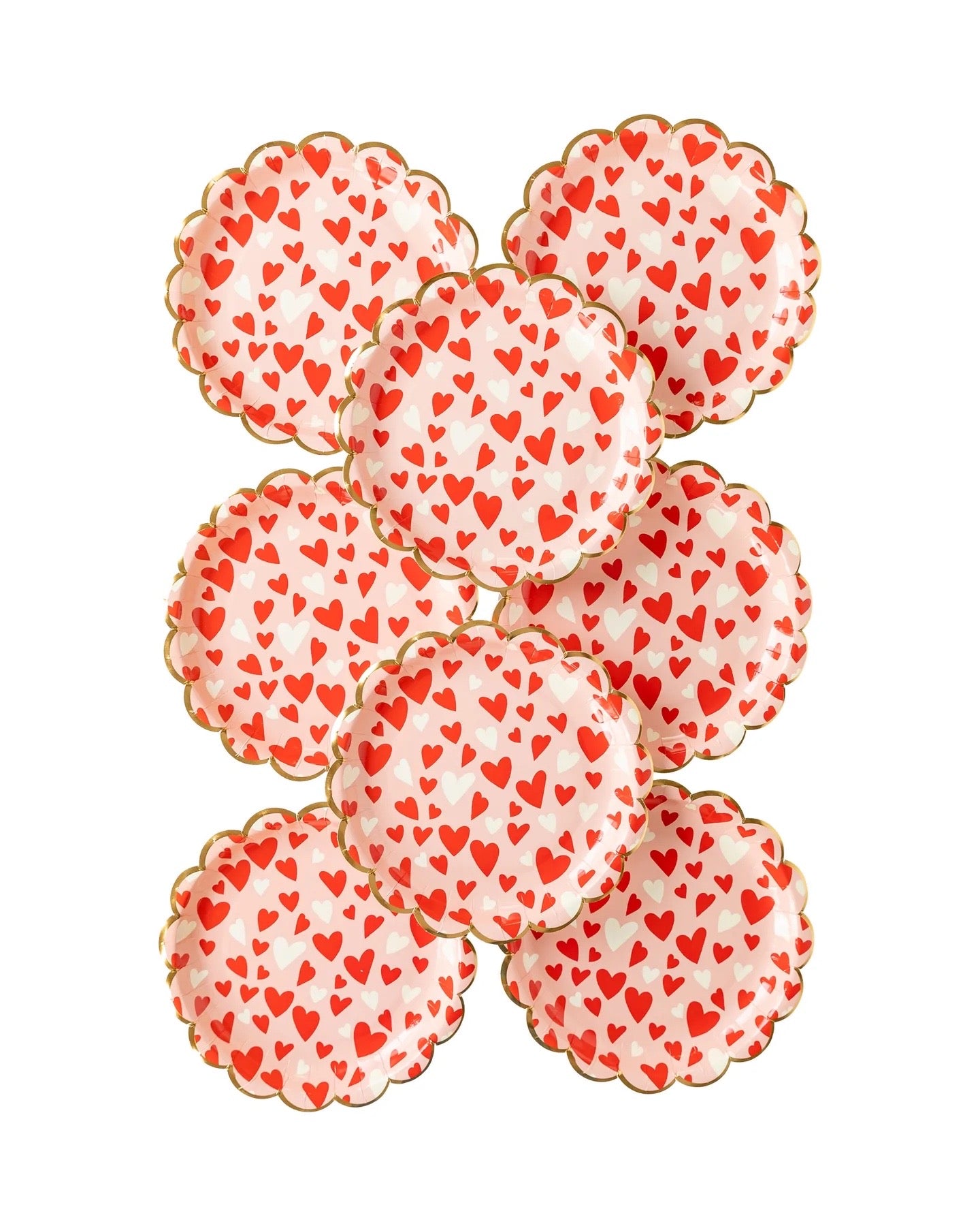 VALENTINE HEART SCATTER SCALLOPED DINNER PLATES