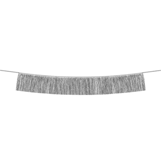 SILVER TINSEL FRINGE GARLAND 4.5FT