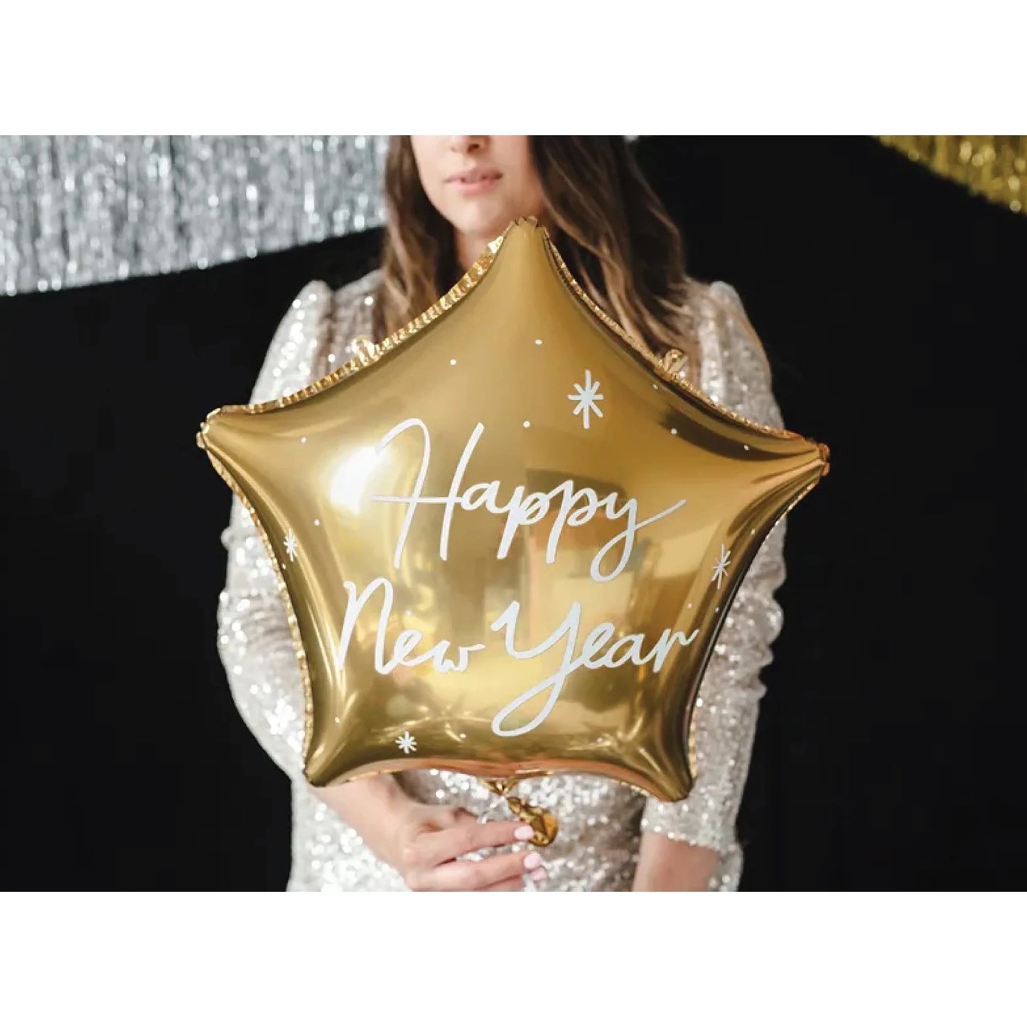 MATTE GOLD HAPPY NEW YEARS STAR FOIL BALLOON 17IN
