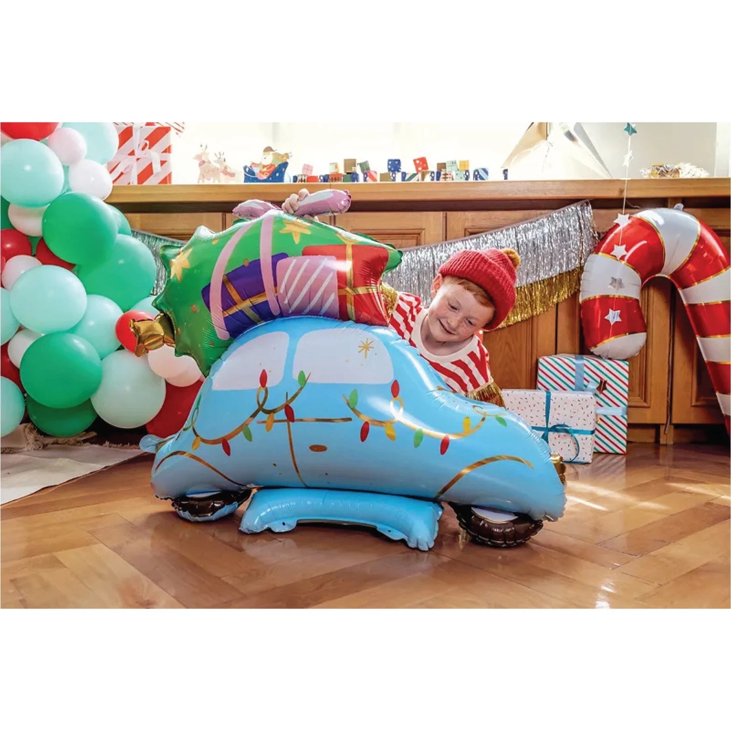 STANDING CHRISTMAS CAR BALLOON 35IN