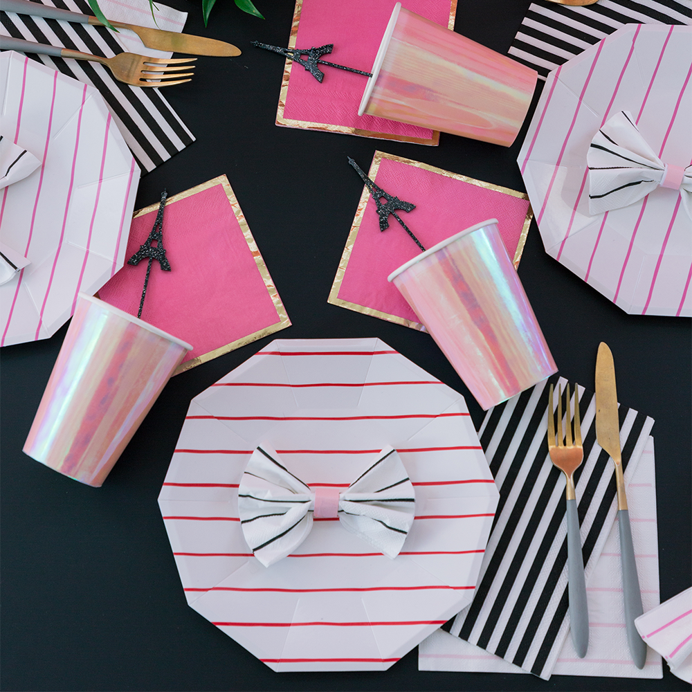 Black & White Striped Dinner Napkins