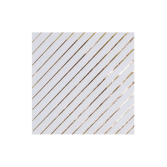 White & Gold Striped Cocktail Napkins