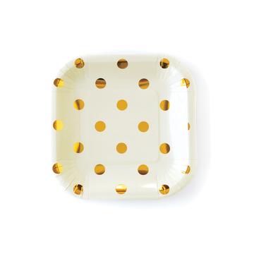 Cream Polka Dots Dessert Plates