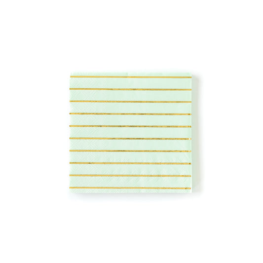 MINT STRIPED COCKTAIL NAPKINS