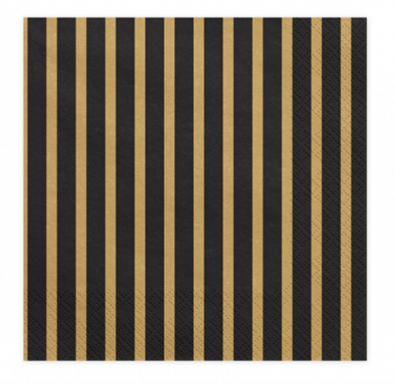 Black and Gold Striped Napkins