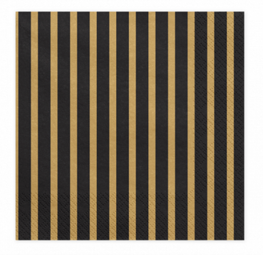 Black and Gold Striped Napkins