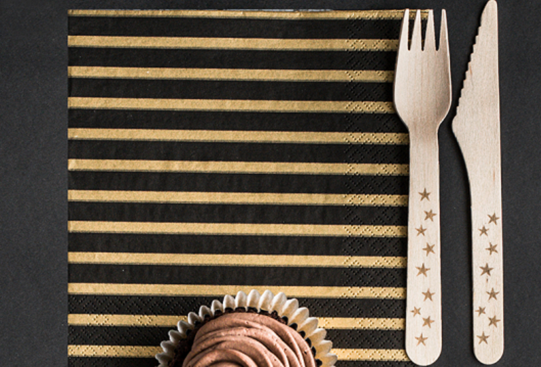 Black and Gold Striped Napkins