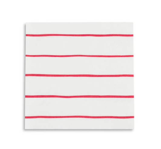 Candy Apple Frenchie Striped Cocktail Napkins