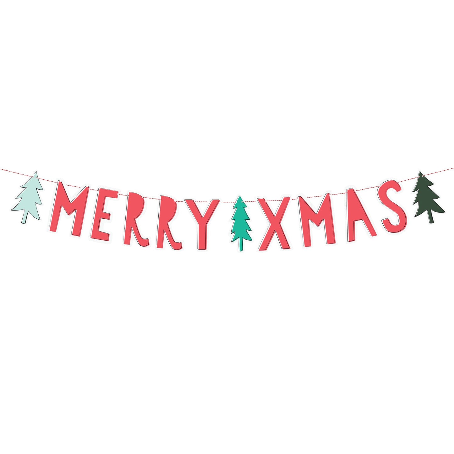 WHIMSICAL MERRY XMAS BANNER 4FT