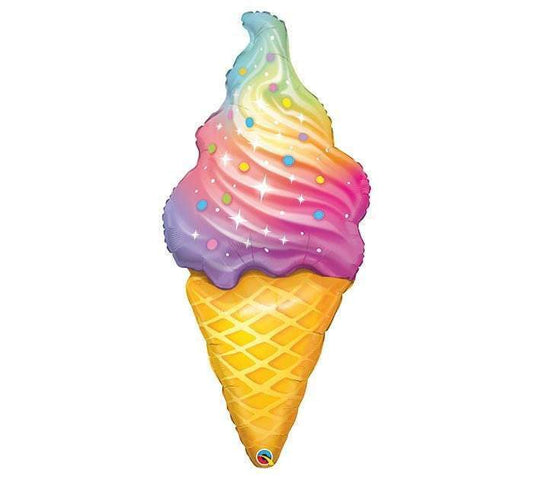 RAINBOW SWIRL ICE CREAM CONE BALLOON