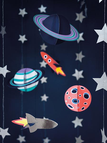 SPACE PARTY HANGING DECORATIONS